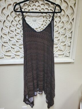 Canari Black, Brown & Gray Print Knit Tank Dress Long Tank NWOT 3X